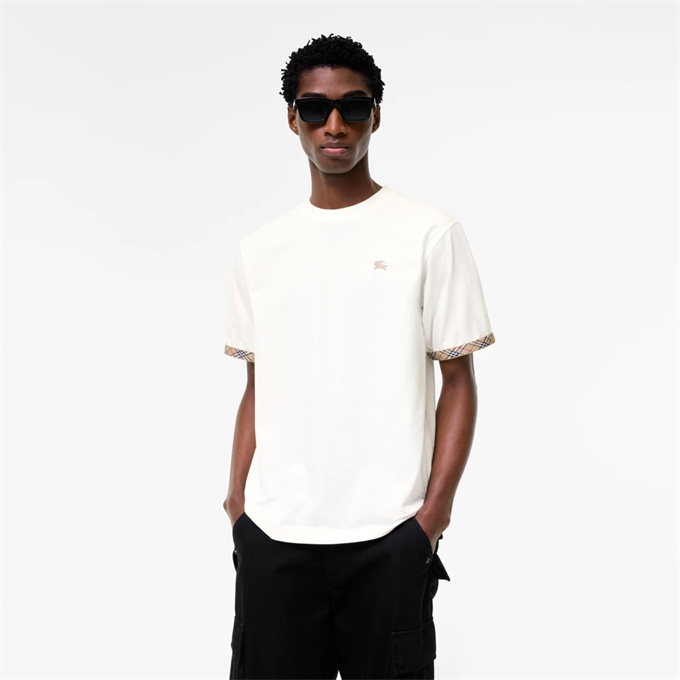 burberry check cuff ekd embroidery cotton t-shirt